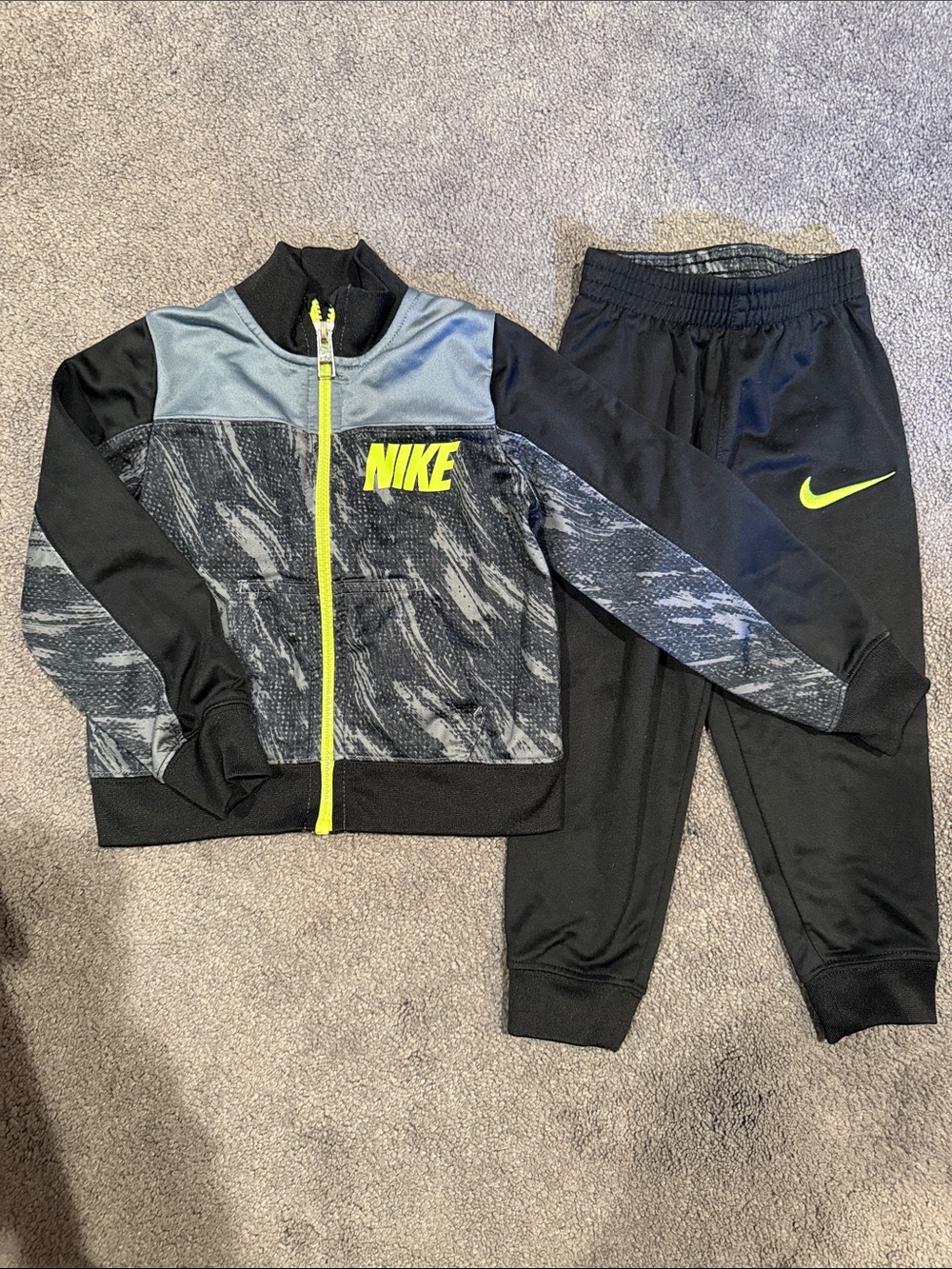 Nike Black & Neon Yellow Boys' Athletic Track Jacket and Joggers